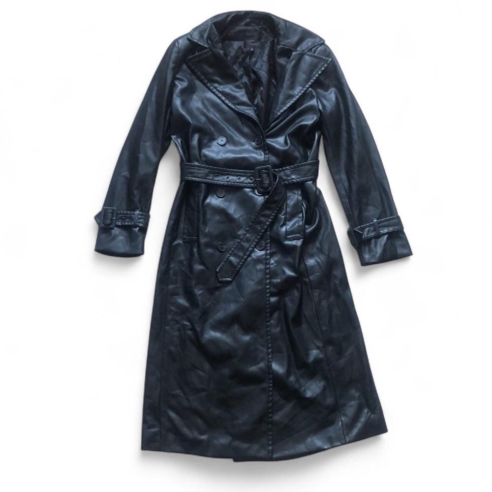 Dynamite Military Faux Leather Trench Coat - Picture 4 of 6